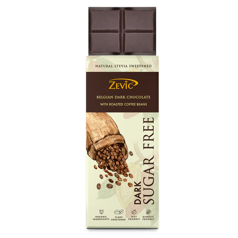 ZEVIC BELGIAN DARK CHOCOLATE WITH ROASTED COFFEE BEANS, 40g