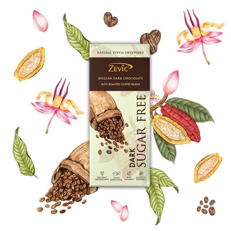 ZEVIC BELGIAN DARK CHOCOLATE WITH ROASTED COFFEE BEANS, 40g