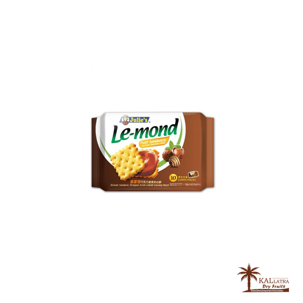 Julie's Le-mond Puff Sandwich Chocolate Hazelnut, 180gm (Pack)