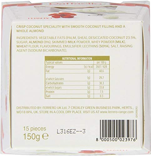 Ferrero Rocher Chefsneed Raffaello Coconut and Almond White Chocolate Truffles, 15 Piece Box