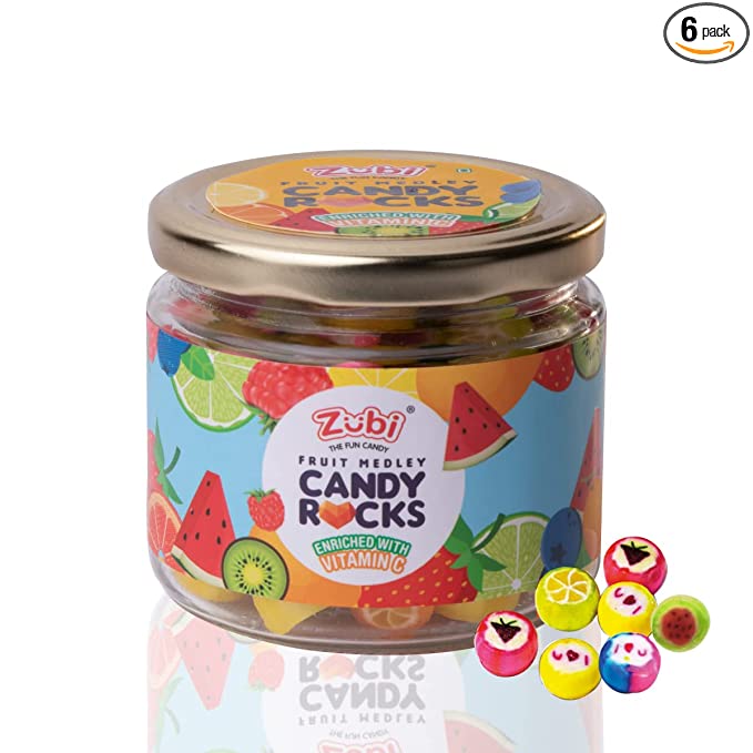Zubi Candy Fruit Medley Candy Rocks | Hard Candies | Assorted Flavors | Enriched with Vitamin C | 100g