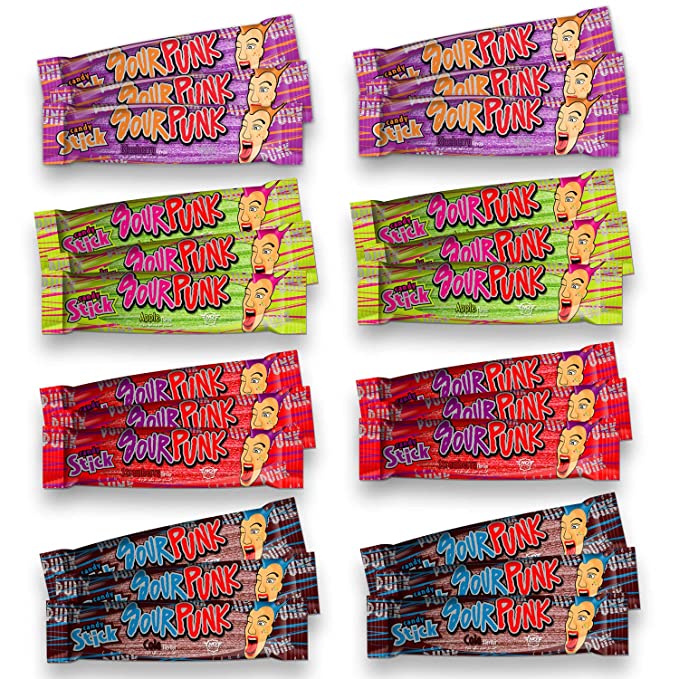 Sour Punk Mix Chewy Candy Jelly Sticks, 40g (Strawberry, Apple, blueberry & Cola)